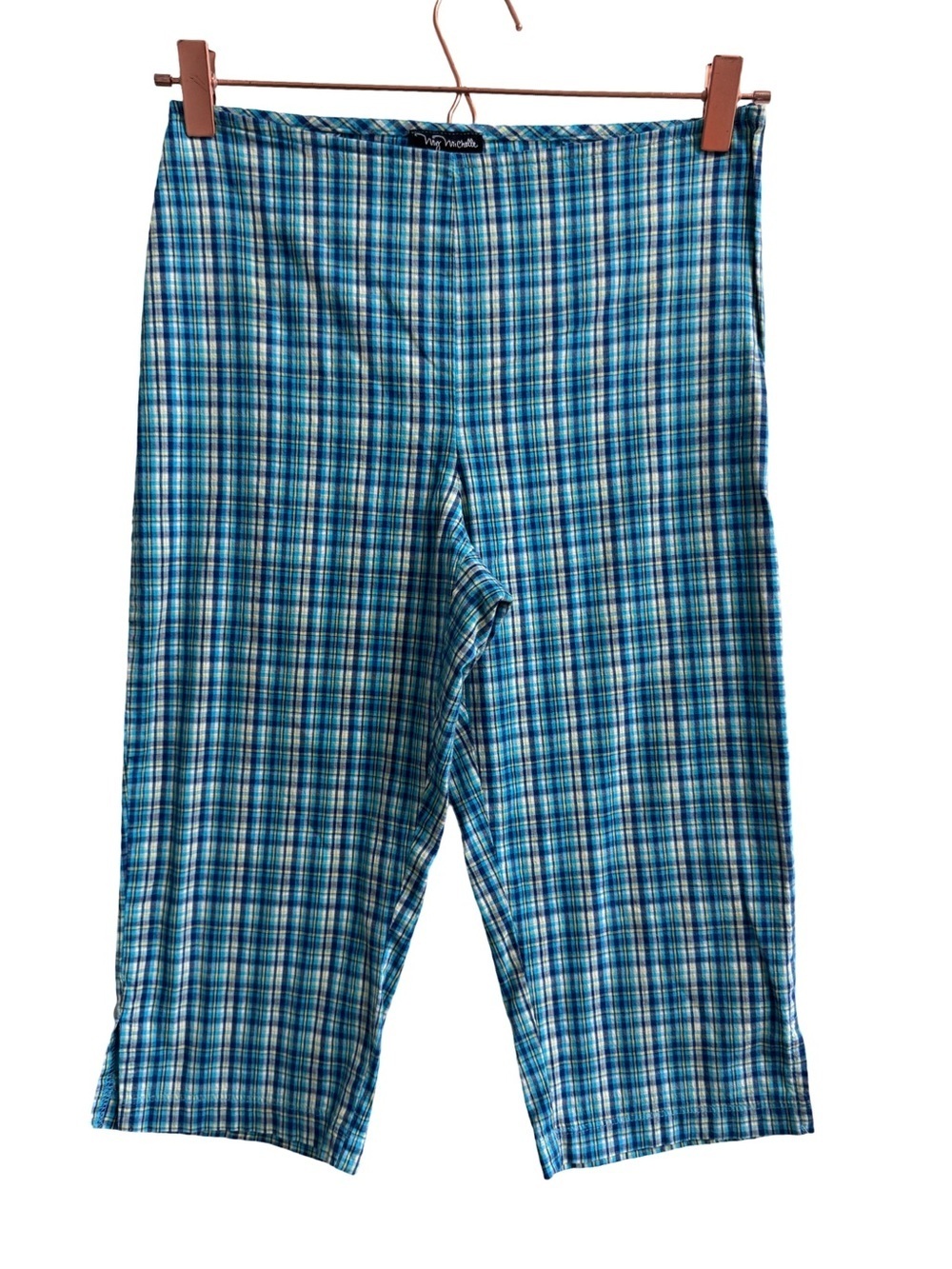 My Michelle Vintage 90s Blue Green Plaid Capris Size Small